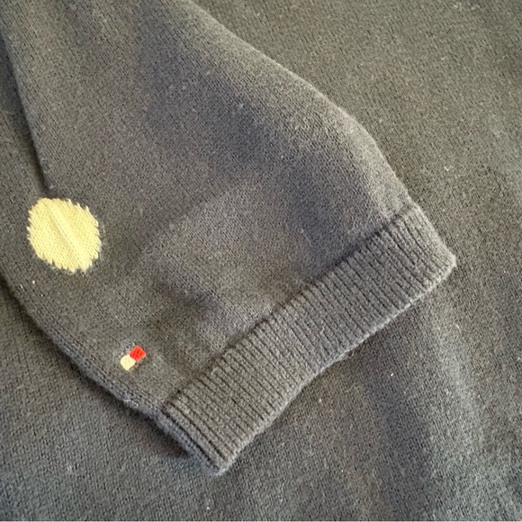 Navy White Polka Dot V-Neck Sweater Women’s Preppy Whimsical Classic XL - Picture 6 of 6